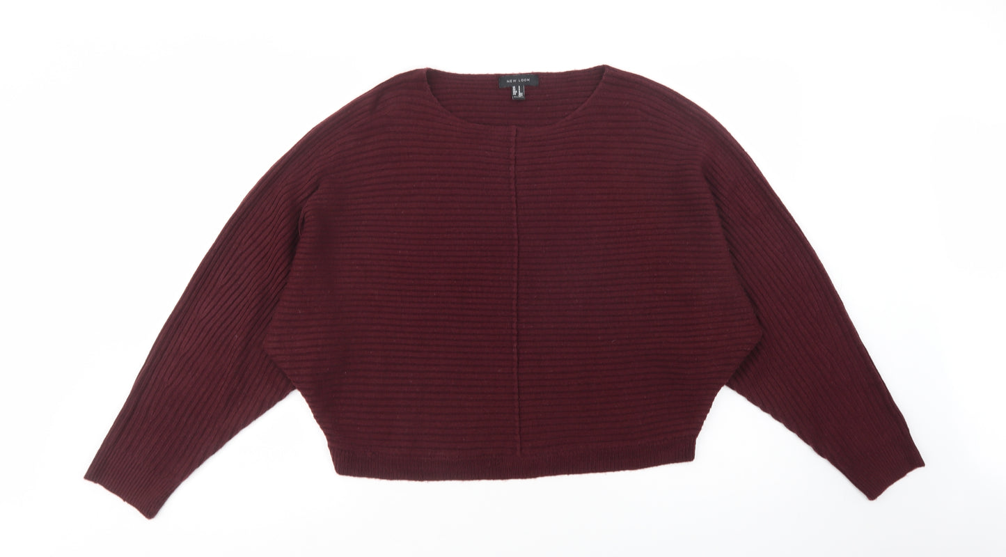 New Look Womens Purple Crew Neck  Acrylic Pullover Jumper Size S