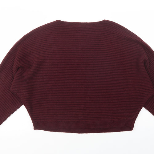 New Look Womens Purple Crew Neck  Acrylic Pullover Jumper Size S