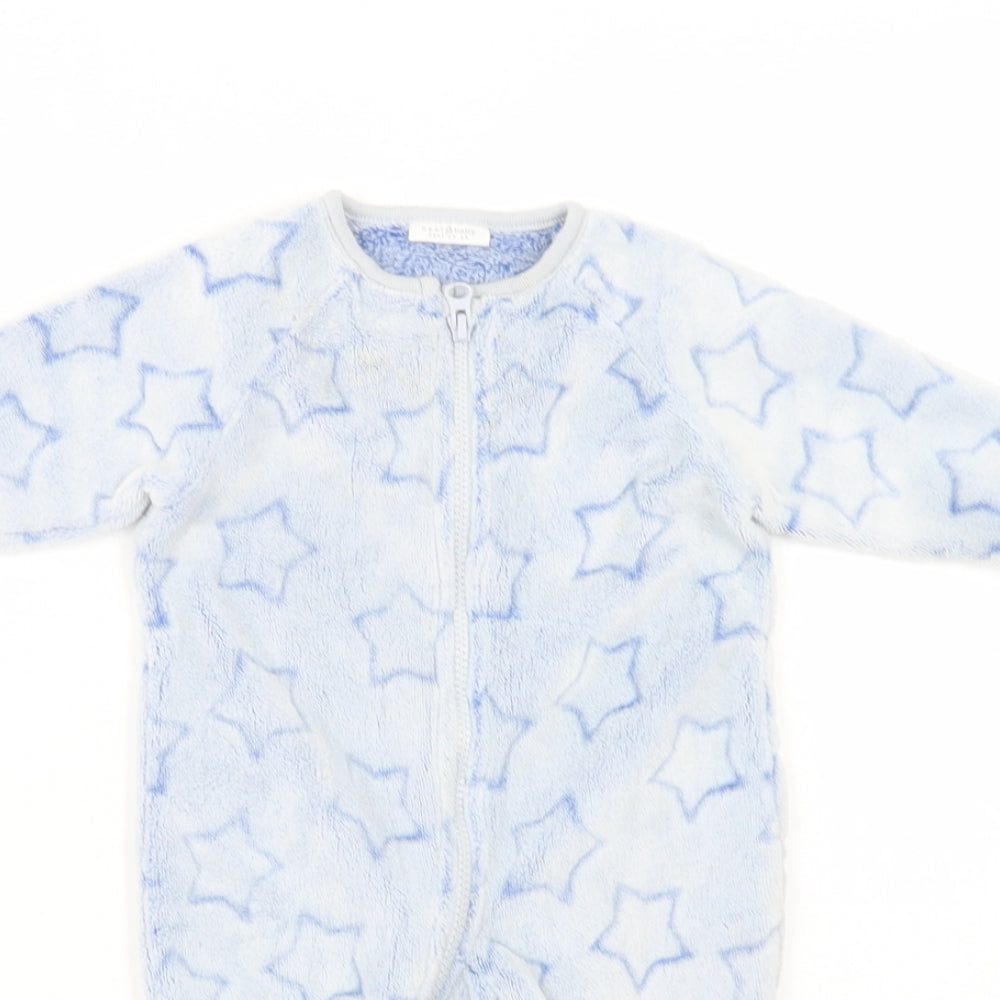 NEXT Baby Blue Geometric Polyester Babygrow One-Piece Size 3-6 Months  Zip - Star Pattern