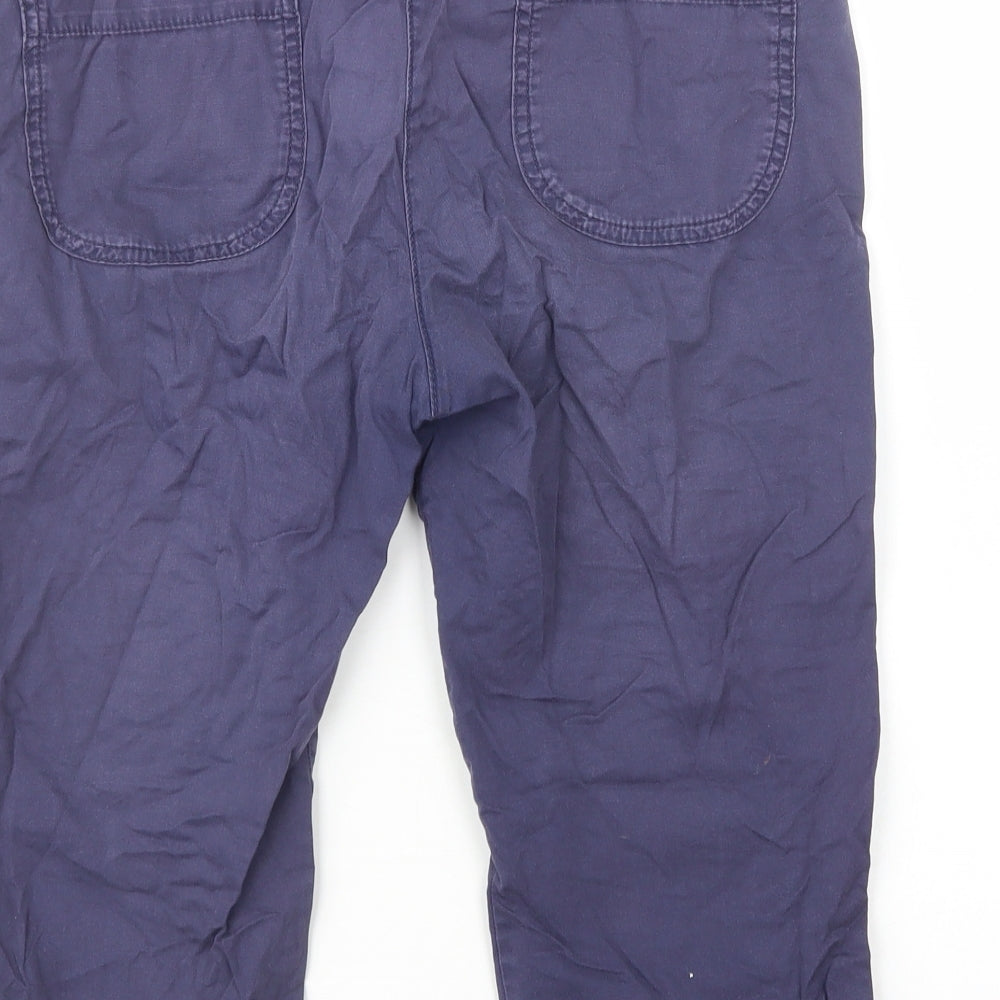 Marks and Spencer Womens Blue  Cotton Cropped Trousers Size 10 L20 in Regular Button