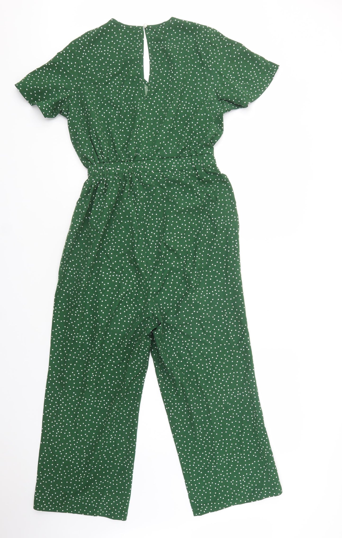 SheIn Womens Green Polka Dot Polyester Jumpsuit One-Piece Size M L24 in Button