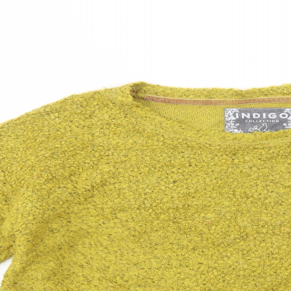 Indigo Womens Yellow Boat Neck  Acrylic Pullover Jumper Size 16