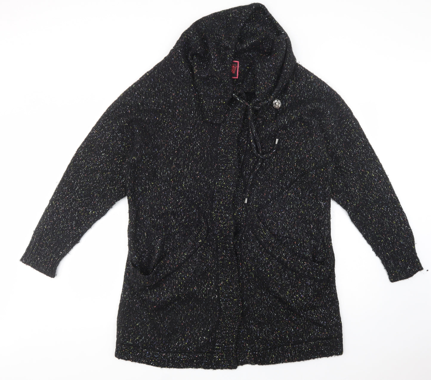 Debenhams Womens Black Roll Neck  Polyester Cardigan Jumper Size 14