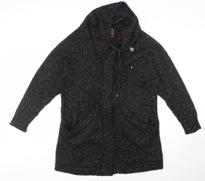 Debenhams Womens Black Roll Neck  Polyester Cardigan Jumper Size 14