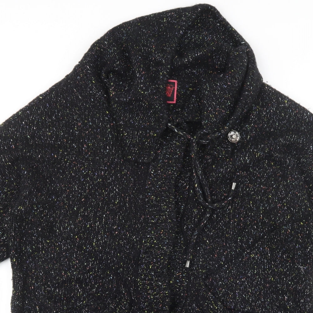 Debenhams Womens Black Roll Neck  Polyester Cardigan Jumper Size 14