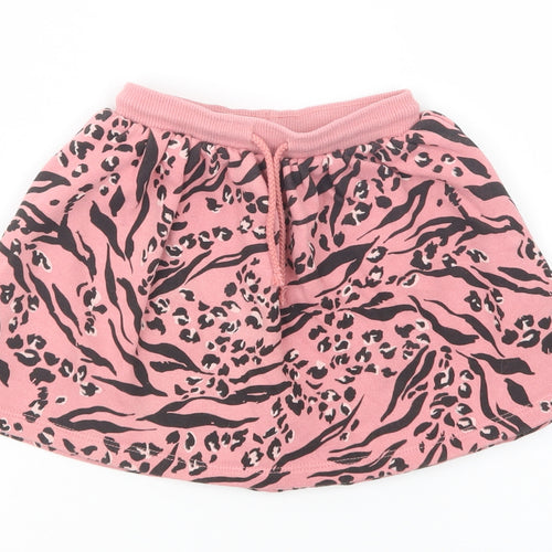 NEXT Girls Pink Animal Print Cotton Skater Skirt Size 2-3 Years  Regular Drawstring