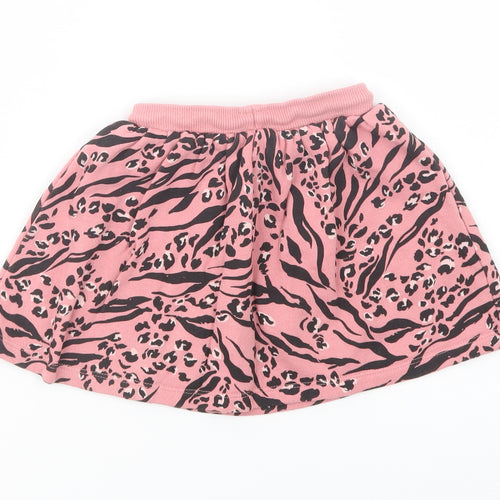 NEXT Girls Pink Animal Print Cotton Skater Skirt Size 2-3 Years  Regular Drawstring
