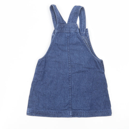 Cynthia Rowley Girls Blue  Cotton Pinafore/Dungaree Dress  Size 2 Years  Square Neck Button