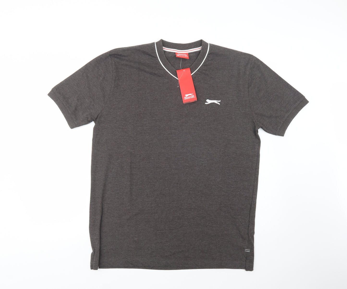 Slazenger Mens Brown  Cotton  T-Shirt Size L V-Neck