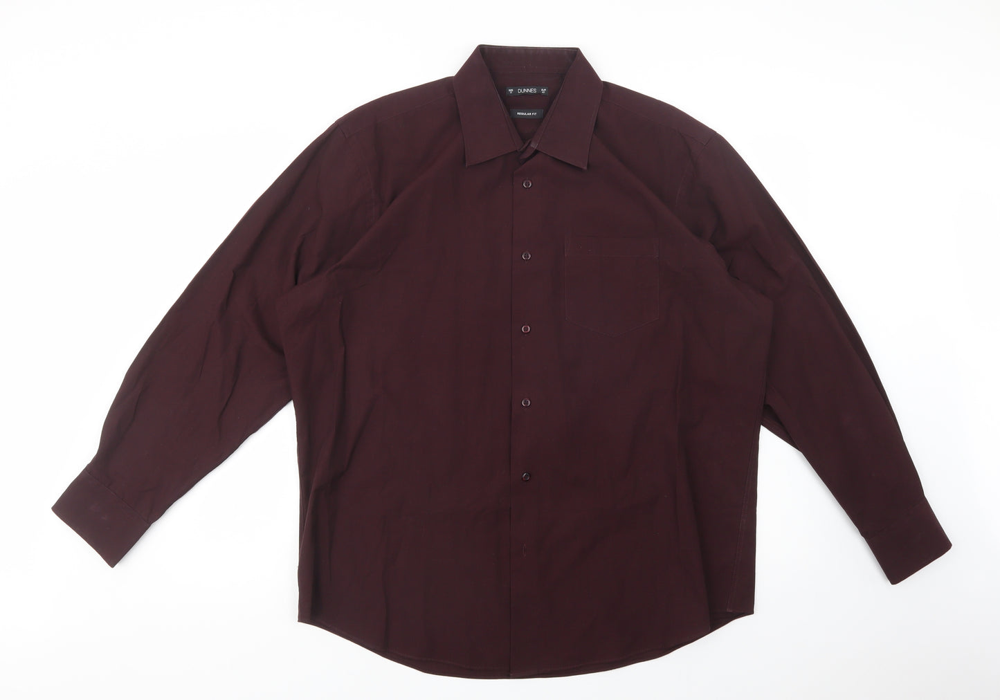 Dunnes Stores Mens Purple  Cotton  Dress Shirt Size 17 Collared Button