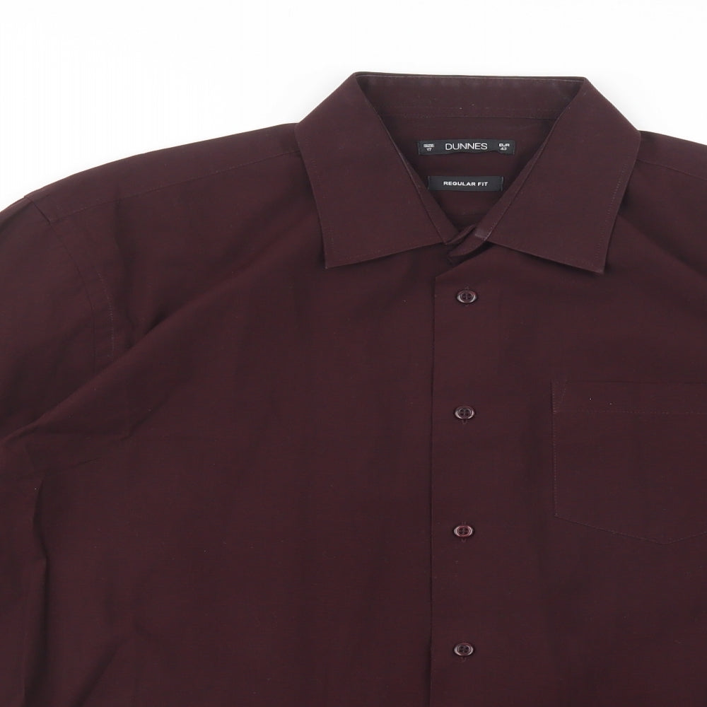 Dunnes Stores Mens Purple  Cotton  Dress Shirt Size 17 Collared Button