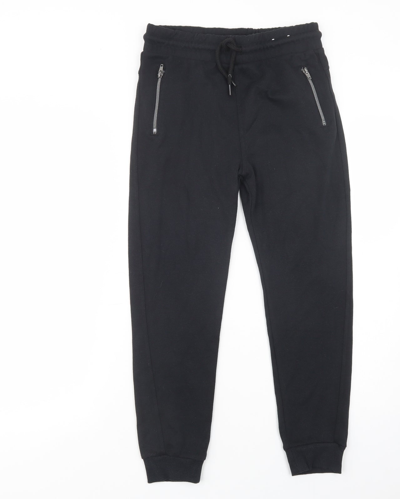 F&F Boys Black  Cotton Jogger Trousers Size 11-12 Years  Regular Drawstring