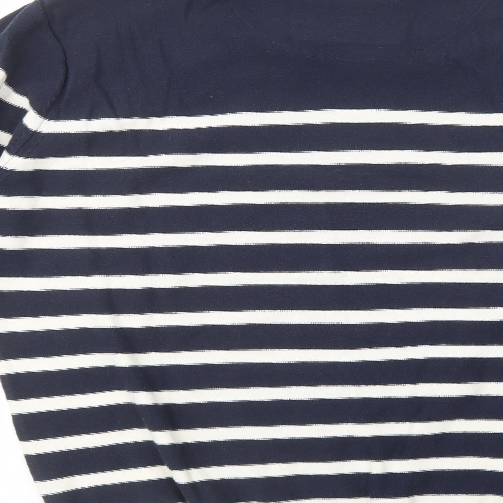 NEXT Mens Blue Collared Striped Cotton Pullover Jumper Size L
