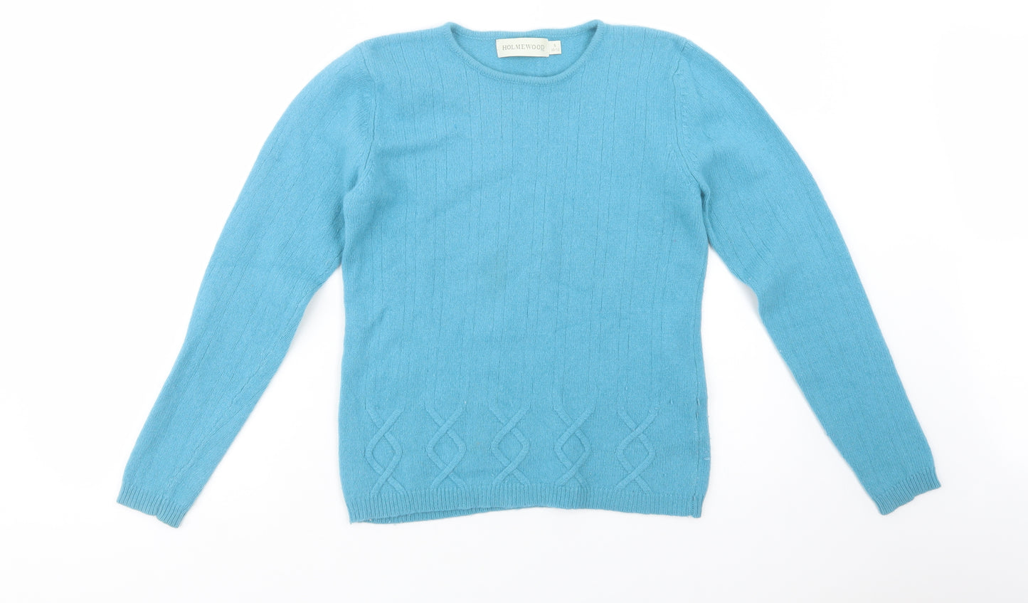 Holmewood Womens Blue Crew Neck  Wool Pullover Jumper Size 10