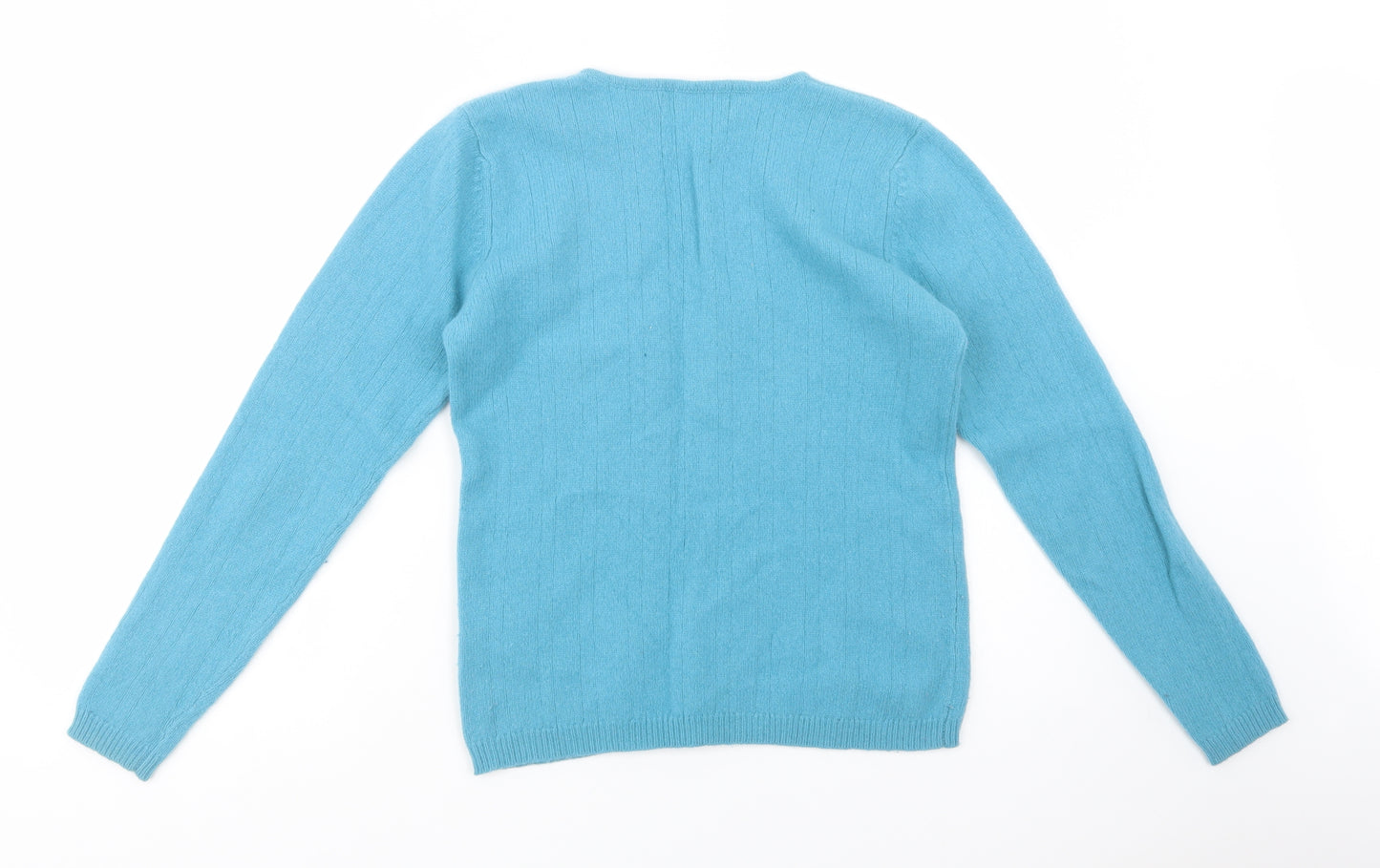 Holmewood Womens Blue Crew Neck  Wool Pullover Jumper Size 10