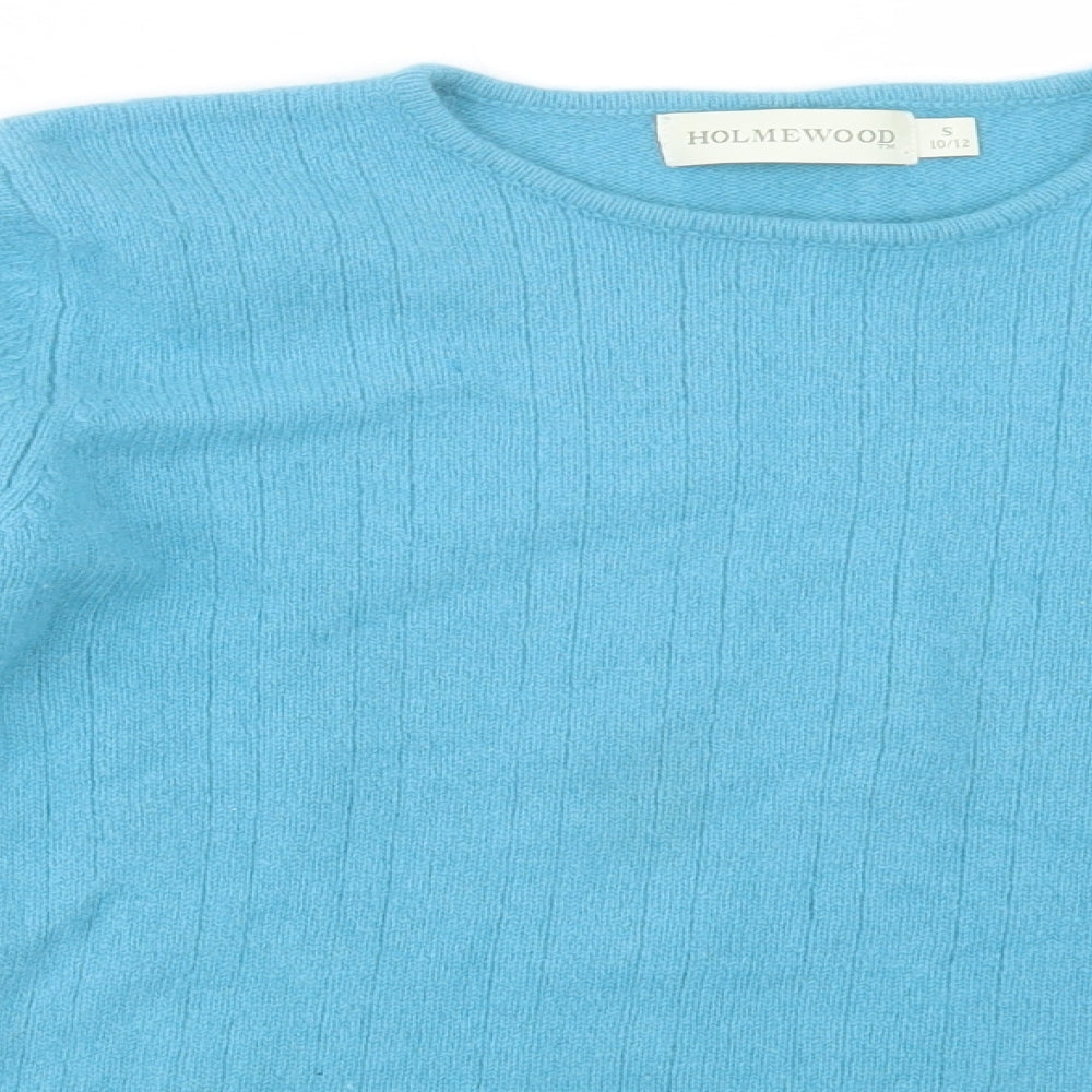 Holmewood Womens Blue Crew Neck  Wool Pullover Jumper Size 10