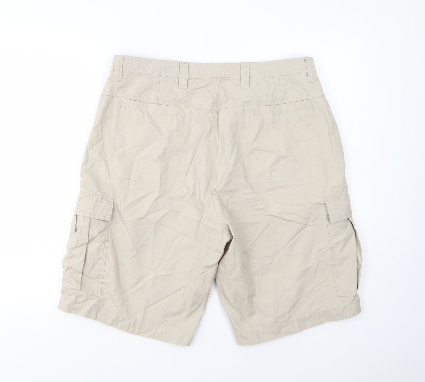 Dunnes Stores Mens Beige  Cotton Cargo Shorts Size 36 in L11 in Regular Button