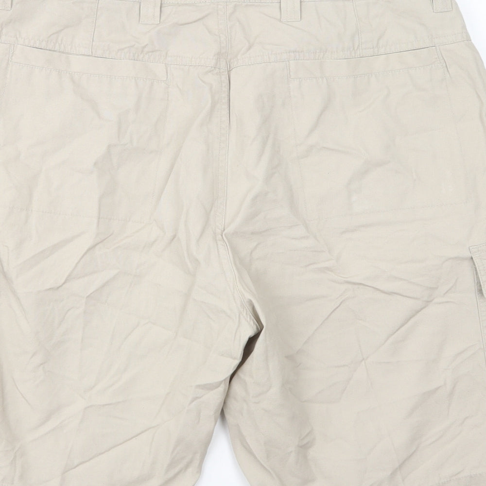 Dunnes Stores Mens Beige  Cotton Cargo Shorts Size 36 in L11 in Regular Button