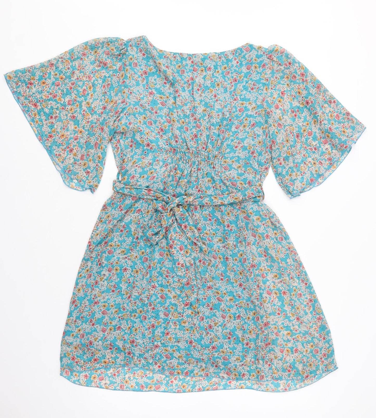 Atmosphere Womens Blue Floral Polyester Fit & Flare  Size 16  Boat Neck Pullover