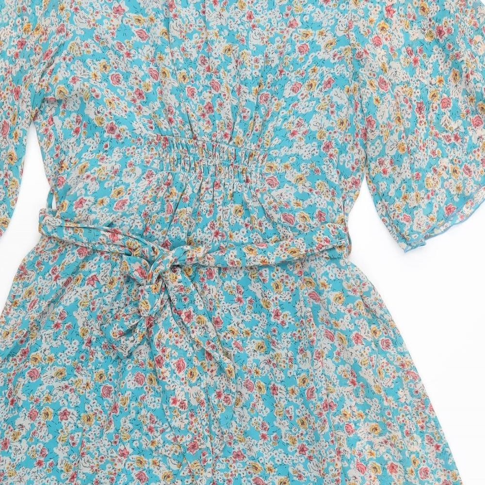 Atmosphere Womens Blue Floral Polyester Fit & Flare  Size 16  Boat Neck Pullover