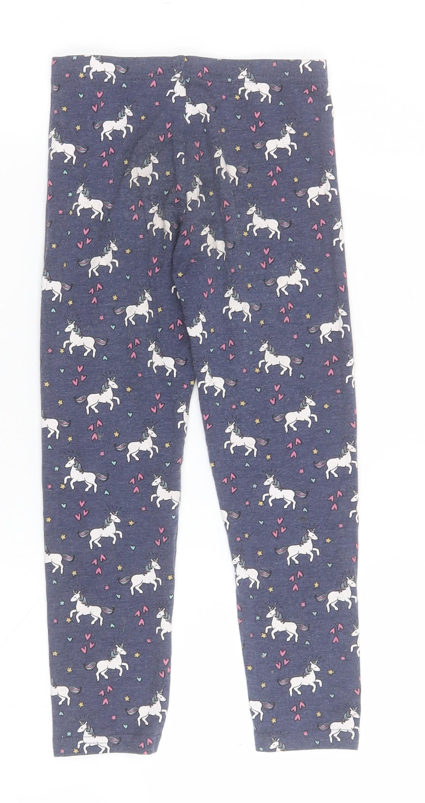 Primark Girls Blue  Cotton Jegging Trousers Size 5-6 Years  Regular  - Unicorn