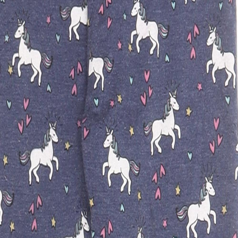Primark Girls Blue  Cotton Jegging Trousers Size 5-6 Years  Regular  - Unicorn
