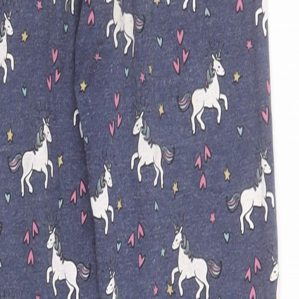 Primark Girls Blue  Cotton Jegging Trousers Size 5-6 Years  Regular  - Unicorn