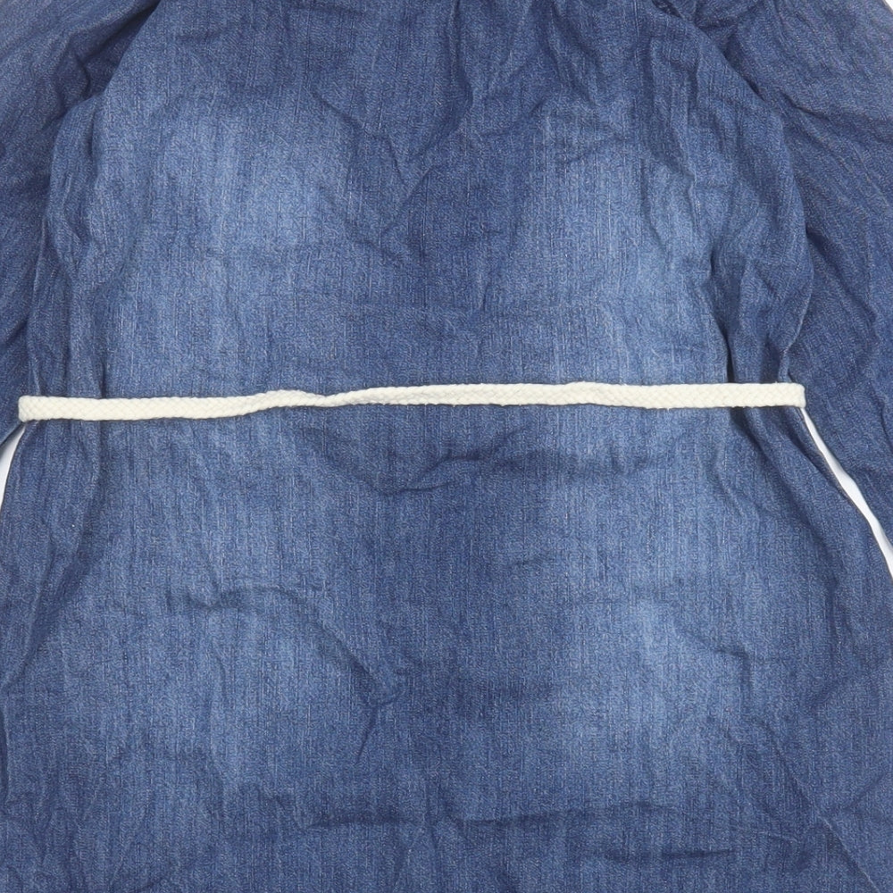 Mini Club Girls Blue  Cotton T-Shirt Dress  Size 5-6 Years  Round Neck Button
