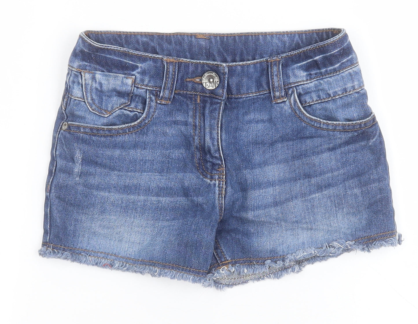 NEXT Girls Blue  100% Cotton Cut-Off Shorts Size 7 Years  Regular Zip