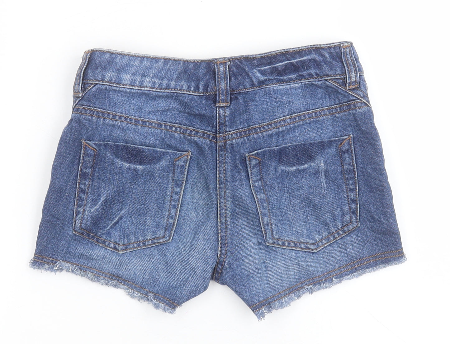 NEXT Girls Blue  100% Cotton Cut-Off Shorts Size 7 Years  Regular Zip