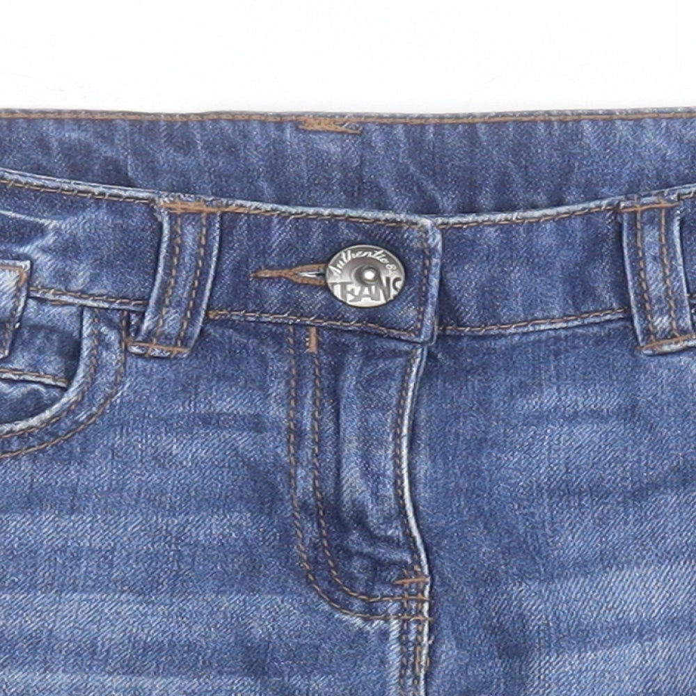 NEXT Girls Blue  100% Cotton Cut-Off Shorts Size 7 Years  Regular Zip