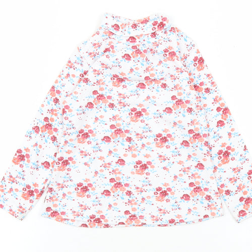 Cantarana Baby White Floral Cotton Pullover T-Shirt Size 12 Months High Neck Button