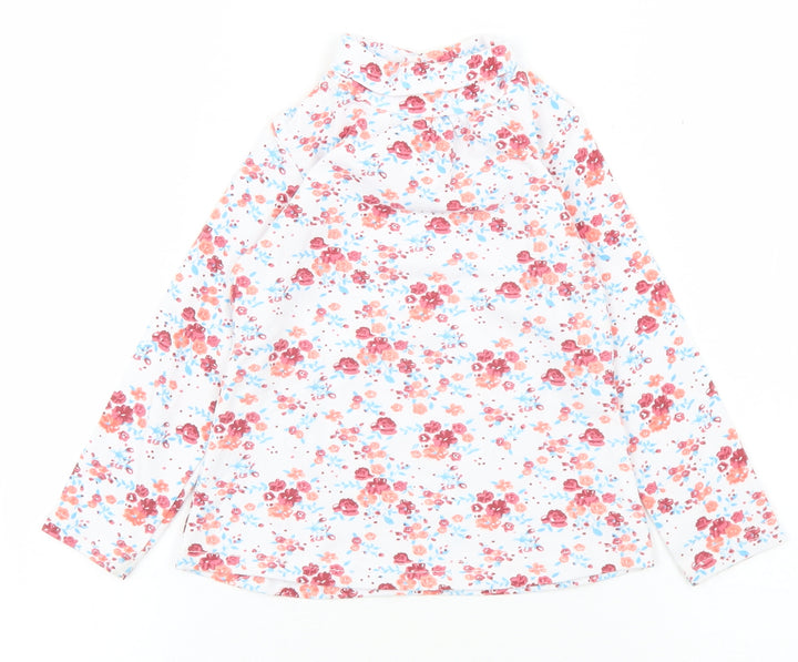 Cantarana Baby White Floral Cotton Pullover T-Shirt Size 12 Months High Neck Button