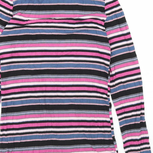 United Colors of Benetton Womens Multicoloured Striped Viscose Basic T-Shirt One Size High Neck