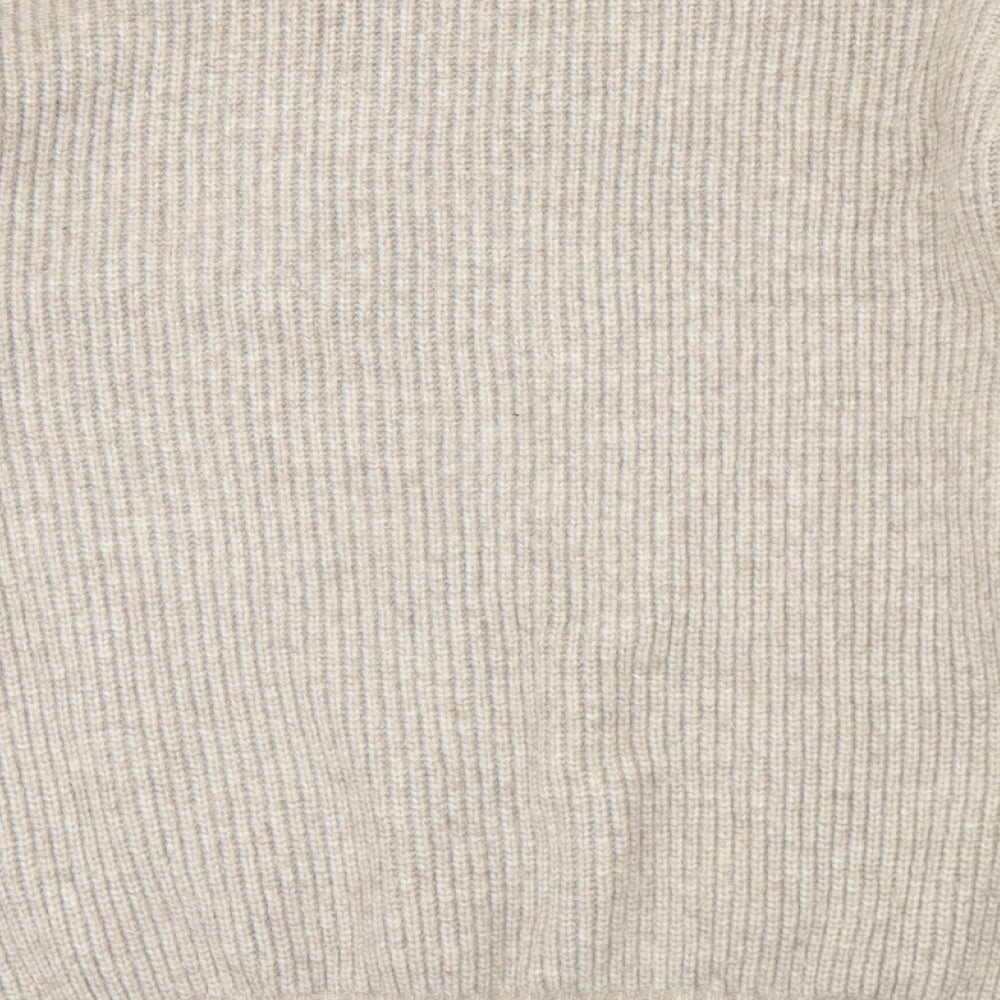 H&M Womens Beige Round Neck  Acrylic Pullover Jumper Size M