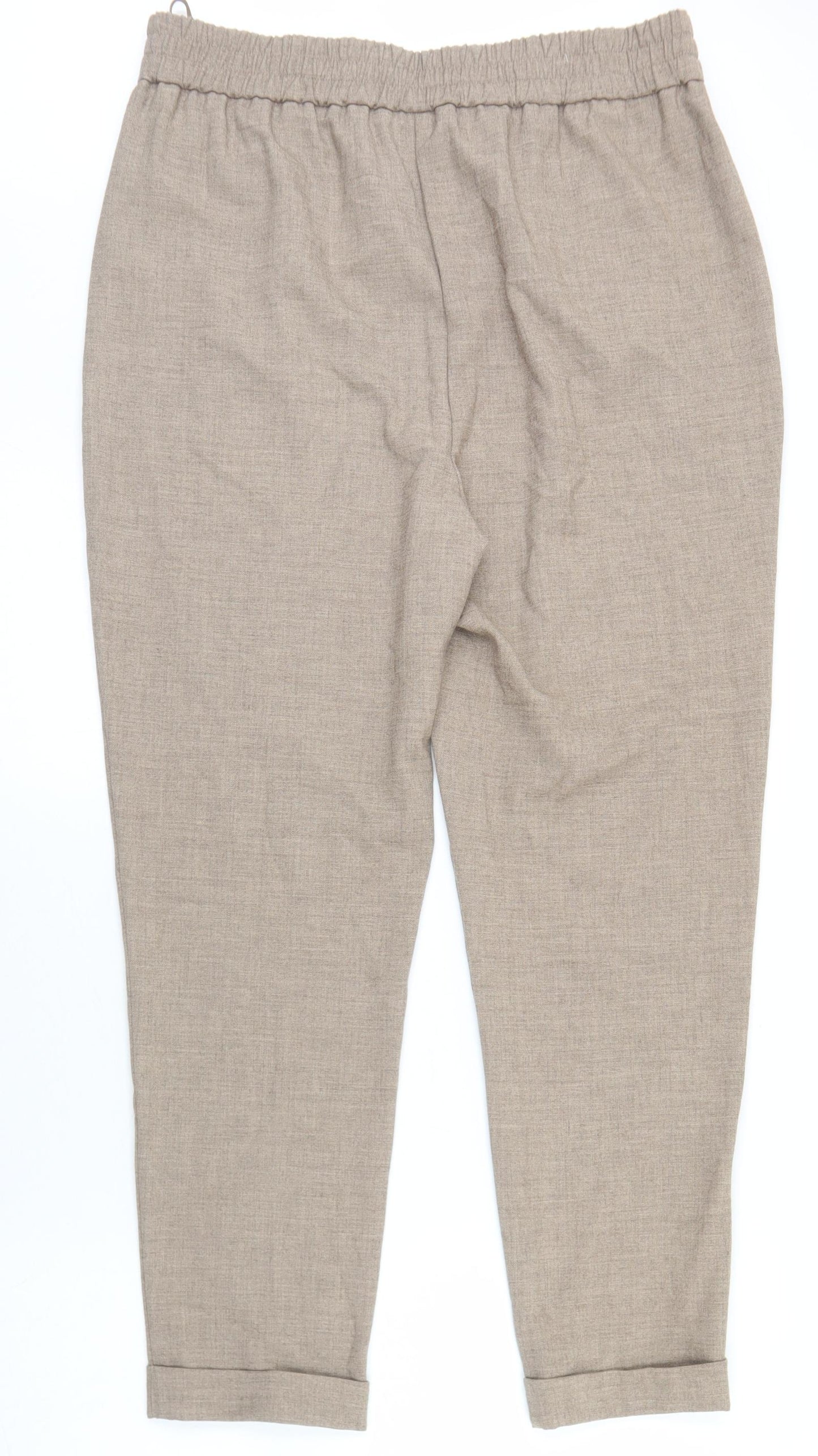 F&F Womens Beige  Polyester Chino Trousers Size 14 L26 in Regular Zip