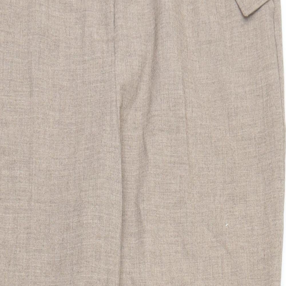 F&F Womens Beige  Polyester Chino Trousers Size 14 L26 in Regular Zip