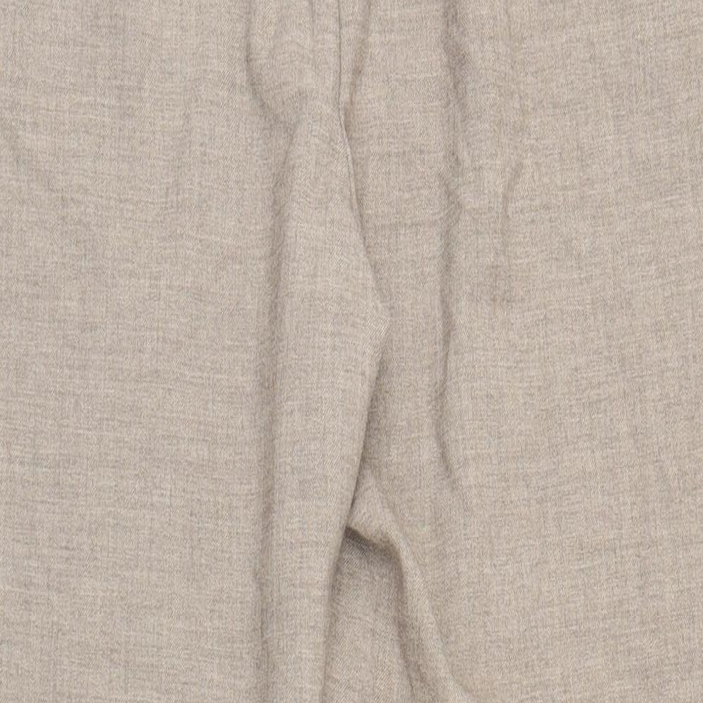 F&F Womens Beige  Polyester Chino Trousers Size 14 L26 in Regular Zip
