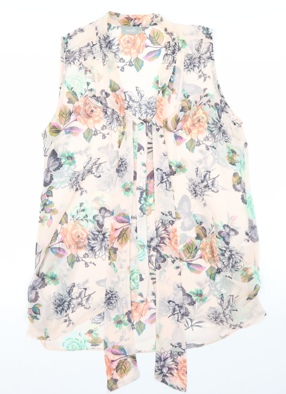 Wallis Womens Multicoloured Floral Polyester Camisole Button-Up Size M Collared