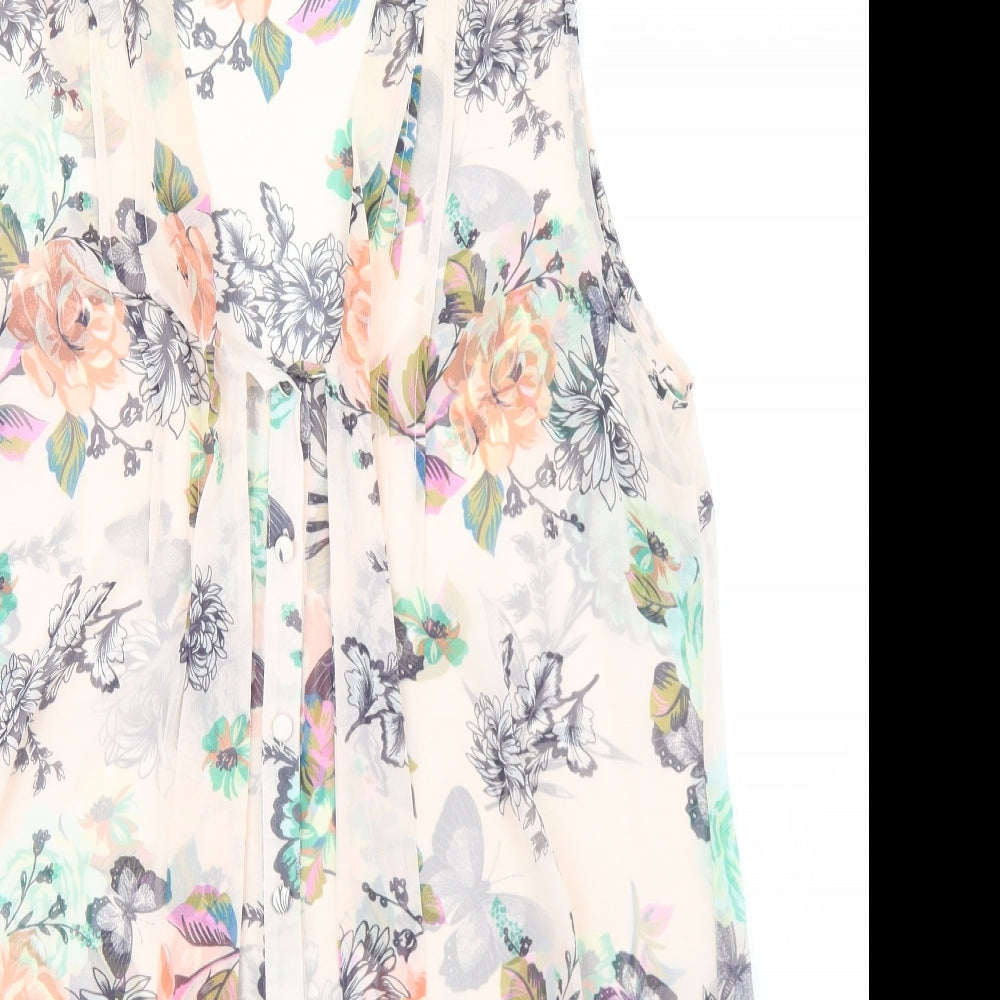 Wallis Womens Multicoloured Floral Polyester Camisole Button-Up Size M Collared