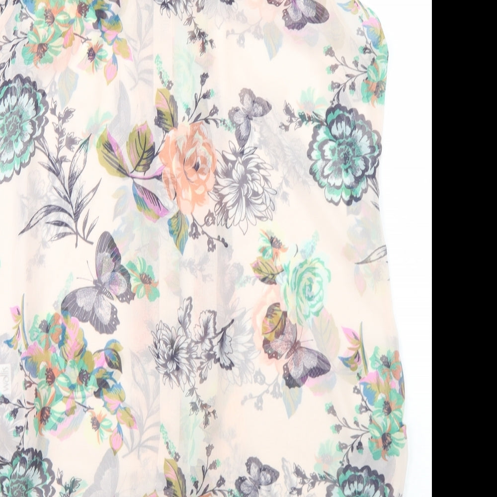 Wallis Womens Multicoloured Floral Polyester Camisole Button-Up Size M Collared