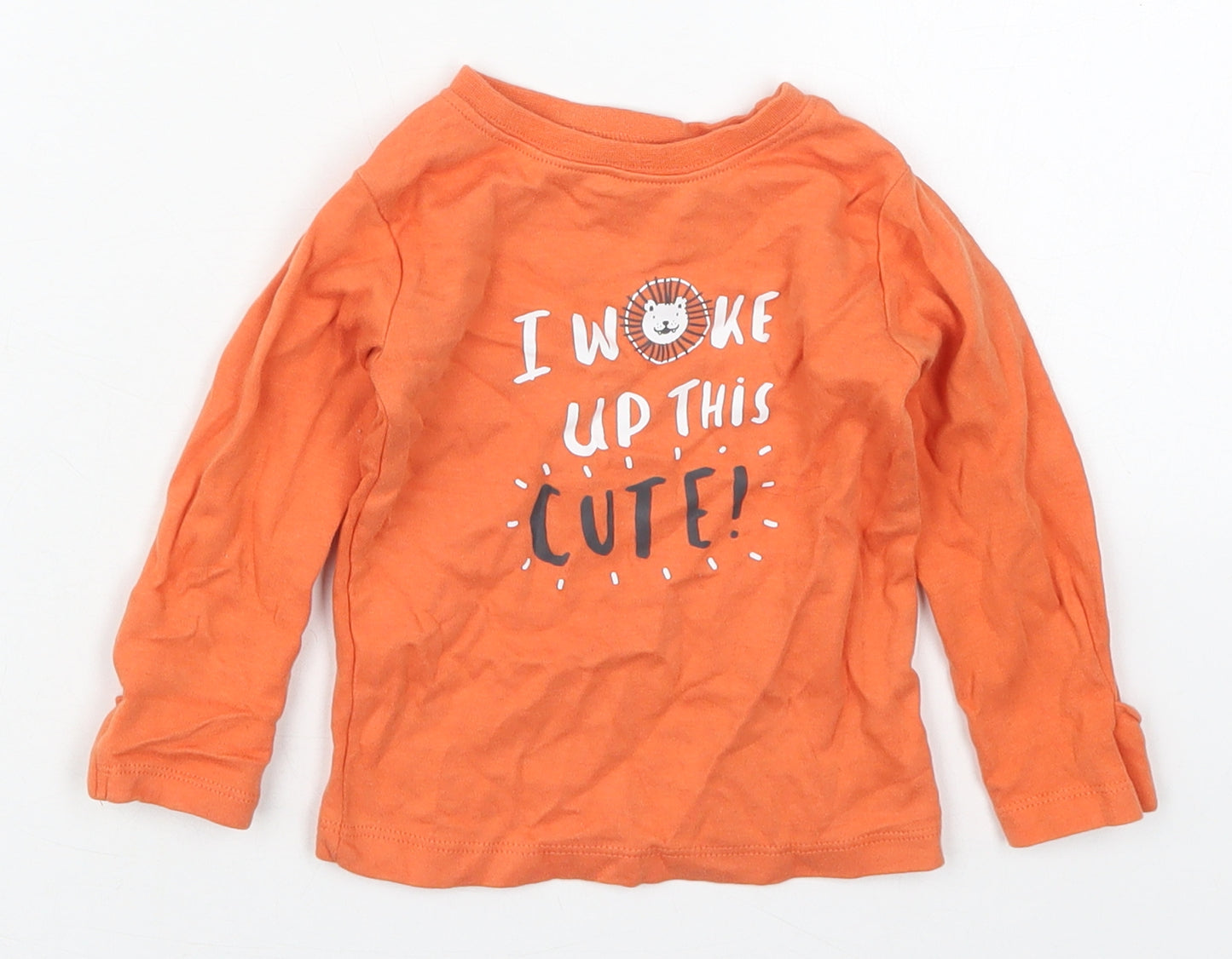 George Baby Orange  Cotton Basic T-Shirt Size 6-9 Months Crew Neck Pullover - I Woke Up This Cute