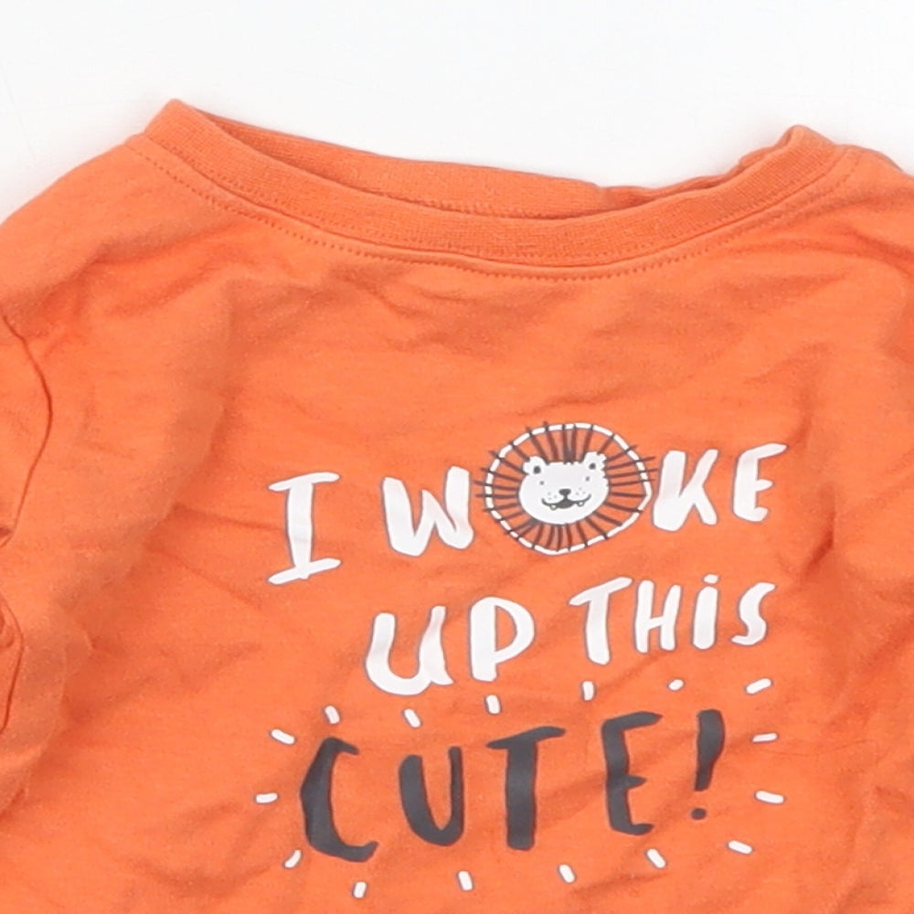 George Baby Orange  Cotton Basic T-Shirt Size 6-9 Months Crew Neck Pullover - I Woke Up This Cute