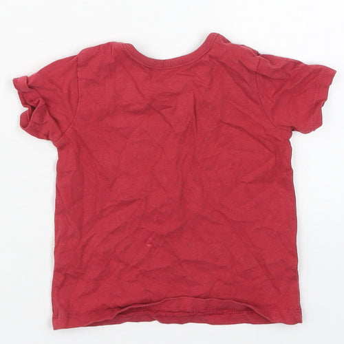 George Baby Red  Cotton Basic T-Shirt Size 6-9 Months Crew Neck Pullover - My Crew Mummy & Daddy