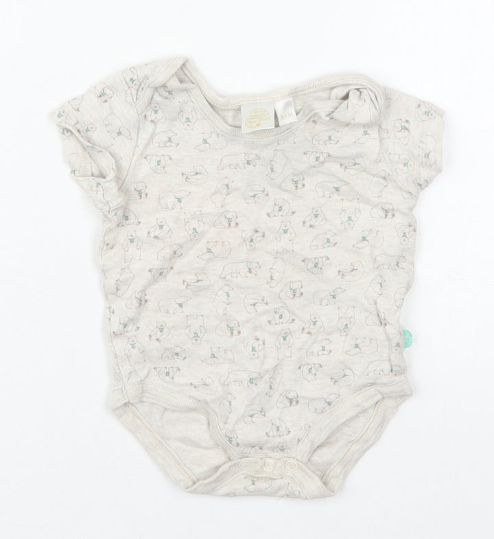Jainco Baby Beige Cotton Babygrow One-Piece Size 3-6 Months Button - Bears