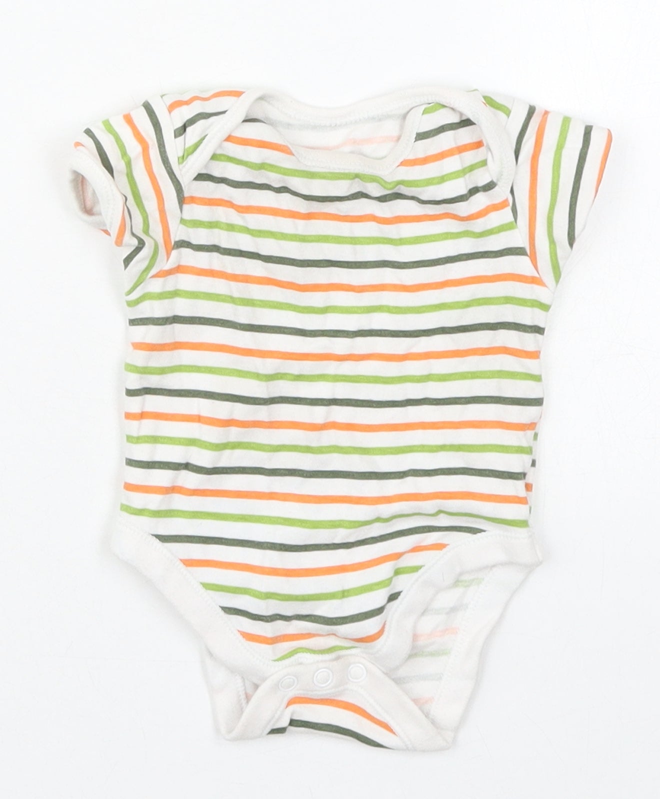 George Baby Green Striped Cotton Babygrow One-Piece Size 3-6 Months  Button - Orange