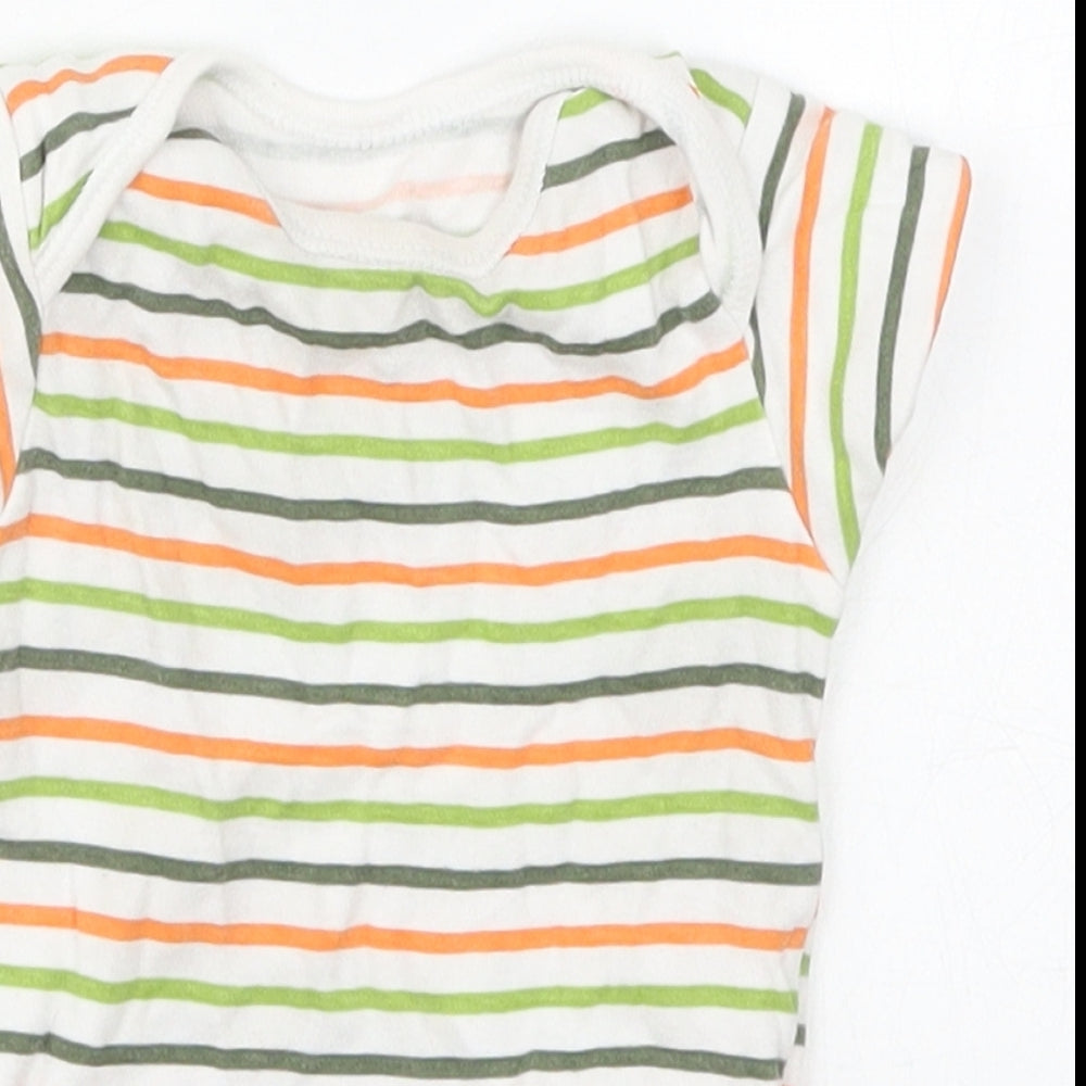 George Baby Green Striped Cotton Babygrow One-Piece Size 3-6 Months  Button - Orange