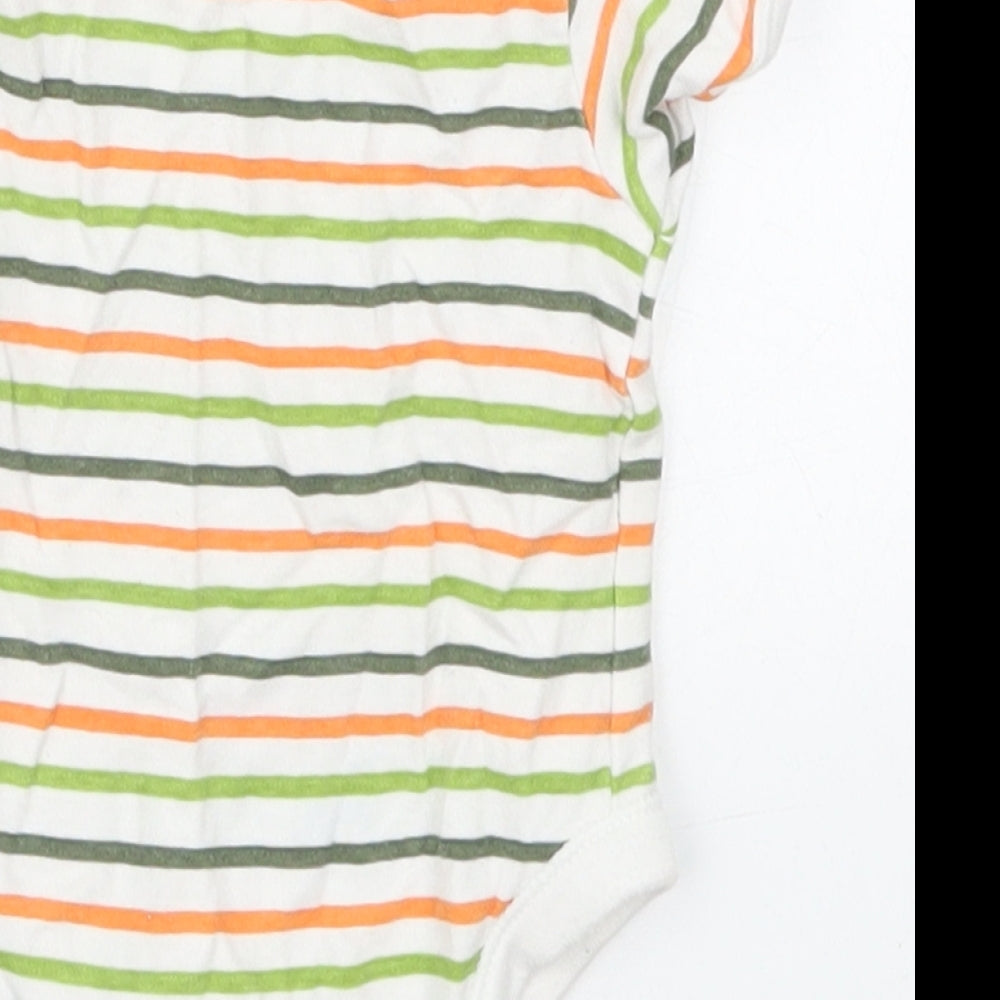 George Baby Green Striped Cotton Babygrow One-Piece Size 3-6 Months  Button - Orange