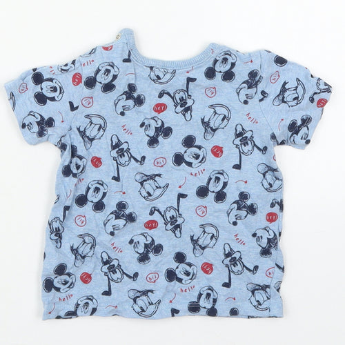 George Boys Blue  Cotton Basic T-Shirt Size 9-12 Months Crew Neck Pullover - Mickey Mouse and Friends