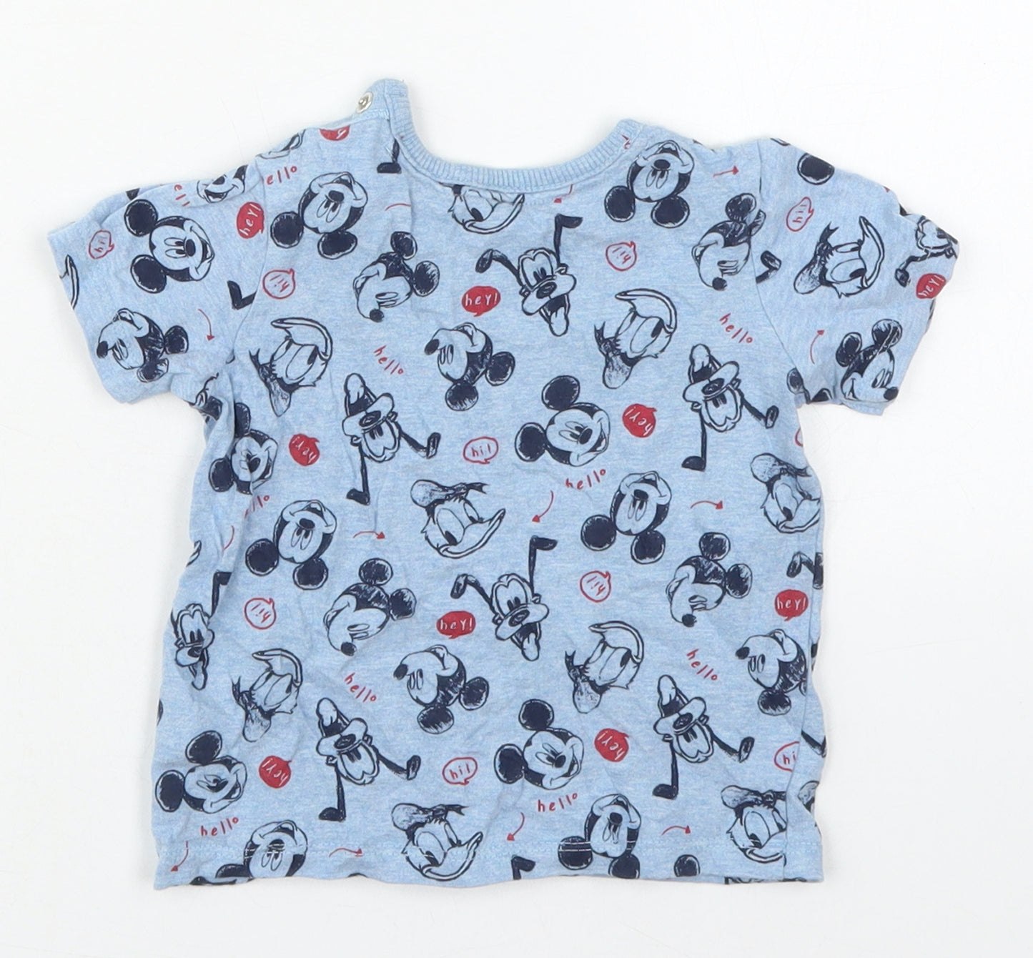 George Boys Blue  Cotton Basic T-Shirt Size 9-12 Months Crew Neck Pullover - Mickey Mouse and Friends